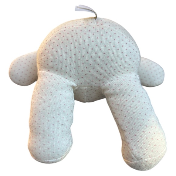 Old Navy Stuffed Plush Cloth Teddy Bear Pink Cream Ivory Polka Dot Rattle 9" - Picture 5 of 7